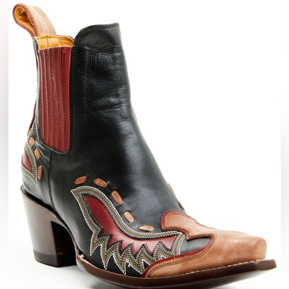 Old Gringo Quiroga Boots crimson chocolate leather in-lay over-lay RTL $595 - Picture 3 of 16